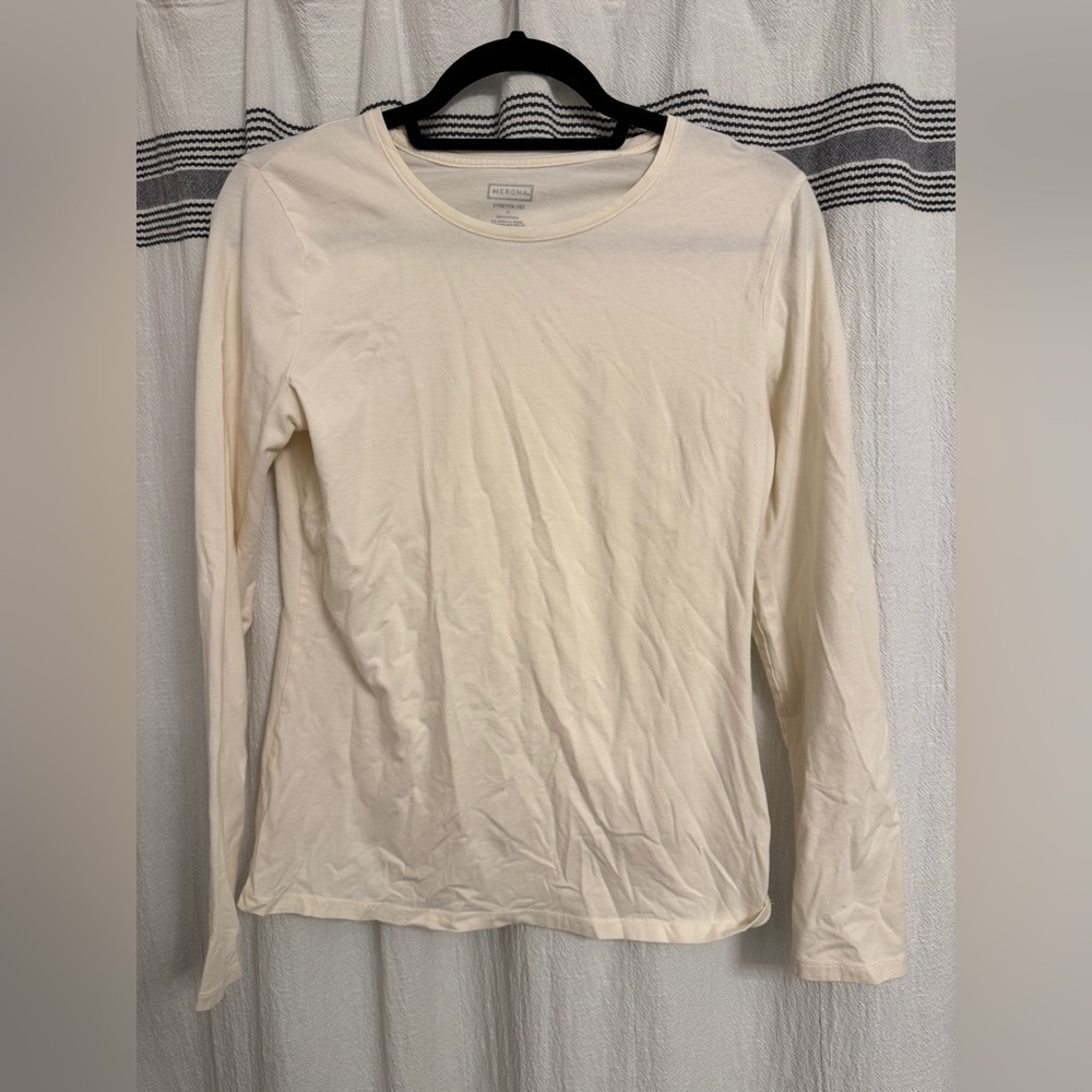 Merona Women's Ivory Long Sleeve Tee